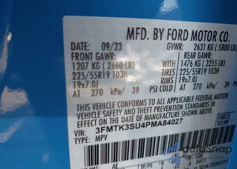 2023 Ford Mustang Mach-E Premium из США, поврежденный, VIN 3FMTK3SU4PMA84027